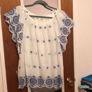 Blue and white smock shirt